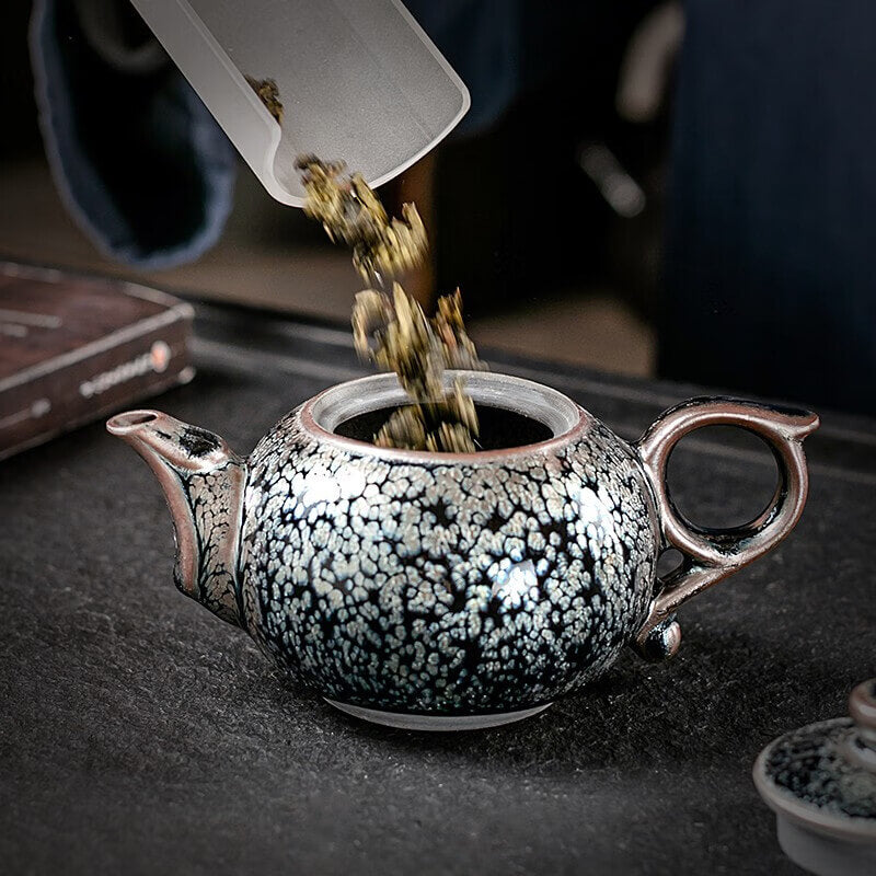 Tenmoku Jian Zhan Oil Spot Ring Teapot