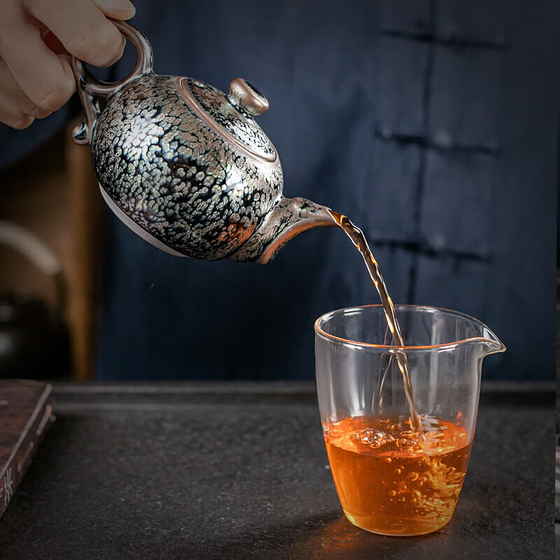 Tenmoku Jian Zhan Oil Spot Ring Teapot