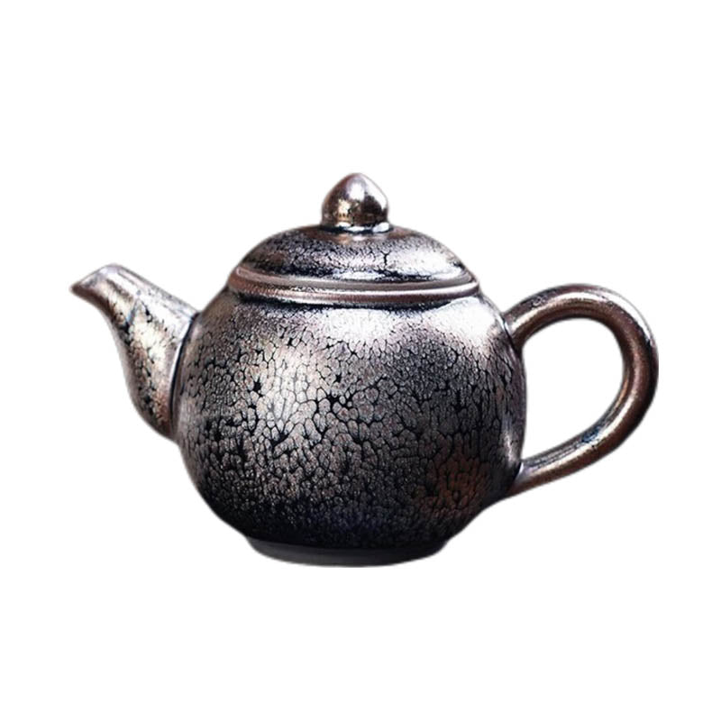 Handmde Tenmoku Jian Zhan Oil Spot Round Teapot