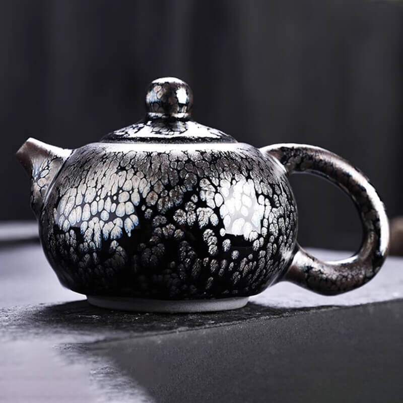Handmde Tenmoku Jian Zhan Oil Spot Ruding Teapot