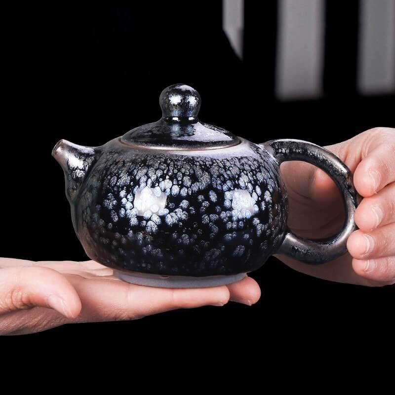 Handmde Tenmoku Jian Zhan Oil Spot Ruding Teapot
