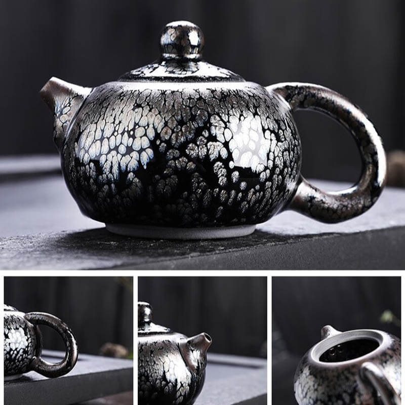 Handmde Tenmoku Jian Zhan Oil Spot Ruding Teapot