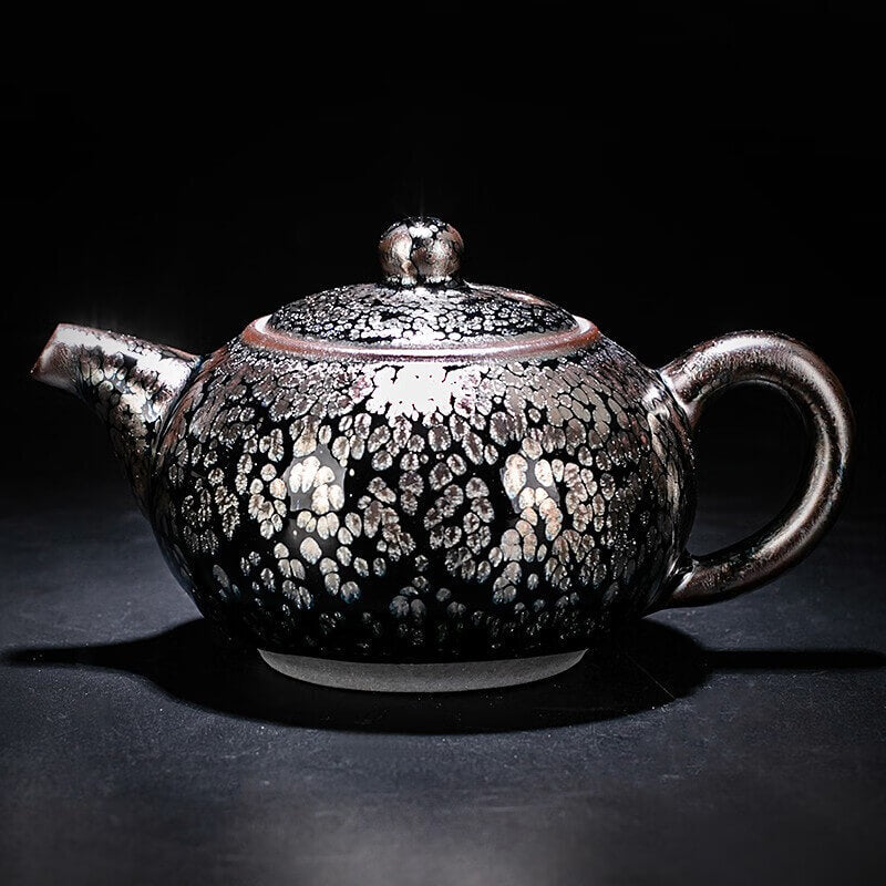 Handmde Tenmoku Jian Zhan Oil Spot Shiround Teapot