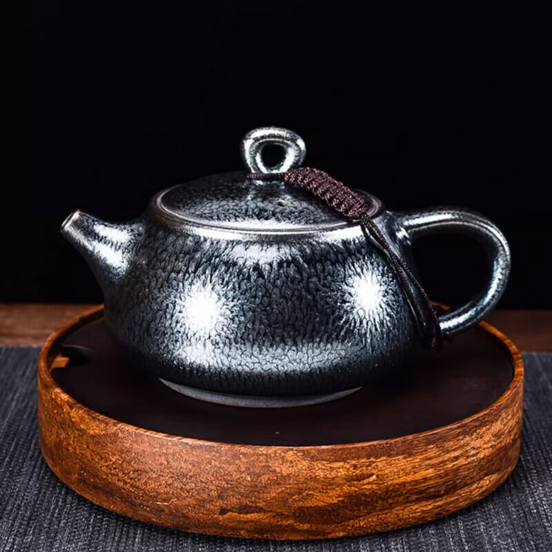 Tenmoku Jian zhan Oil Spot Short Spouted Teapot