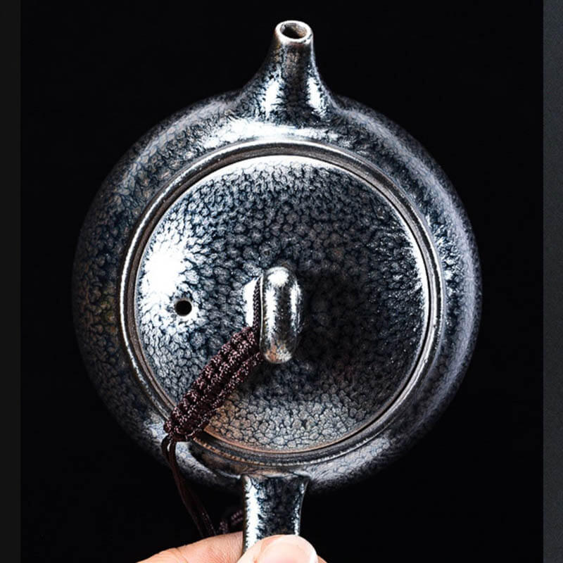 Tenmoku Jian zhan Oil Spot Short Spouted Teapot