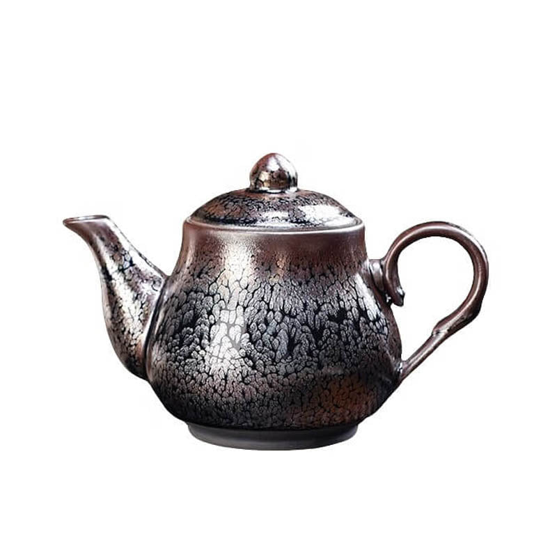 Handmde Tenmoku Jian Zhan Oil Spot Siting Teapot