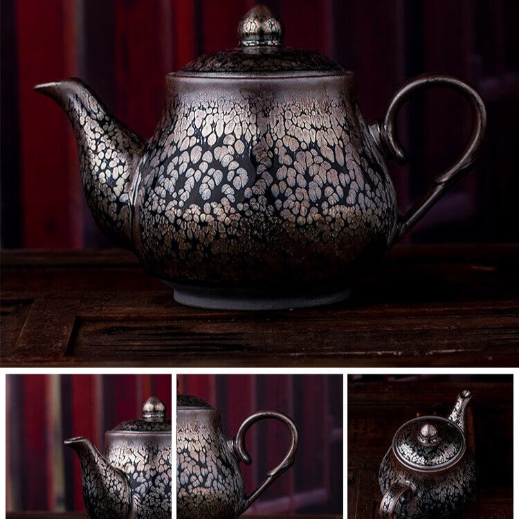 Handmde Tenmoku Jian Zhan Oil Spot Siting Teapot