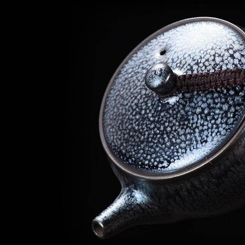 Tenmoku Jianzhan Oil Spot Kyusu Teapot
