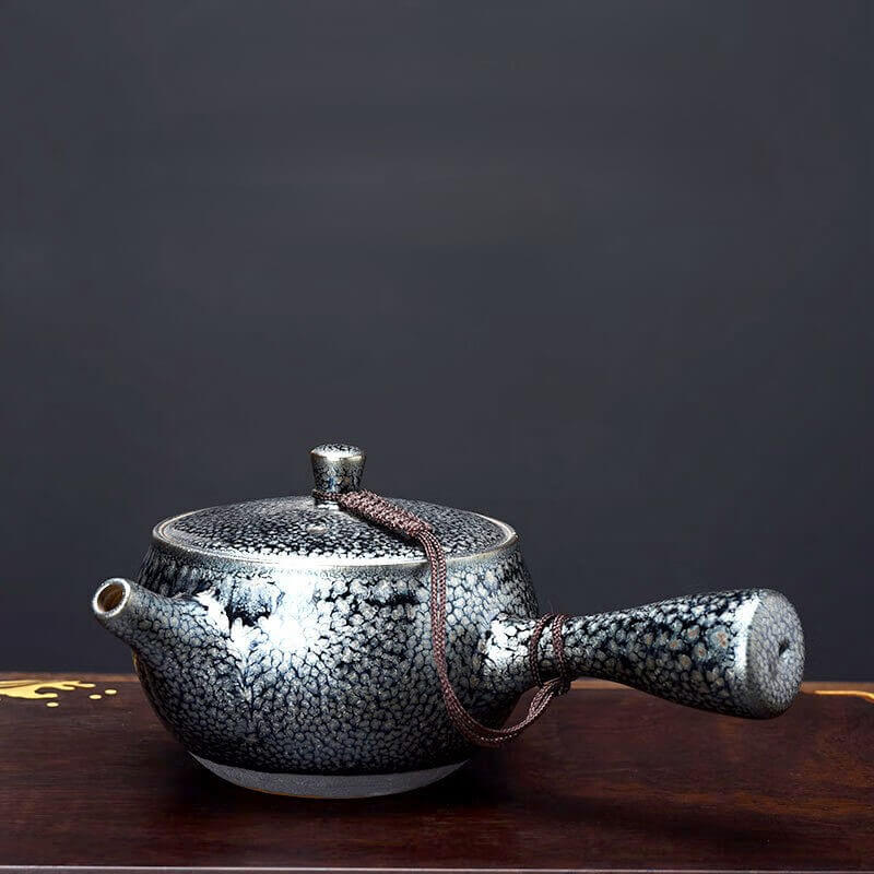 Tenmoku Jianzhan Oil Spot Kyusu Teapot