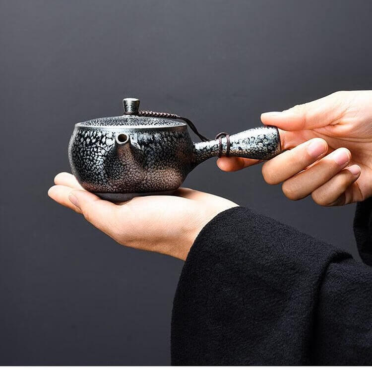 Tenmoku Jianzhan Oil Spot Kyusu Teapot
