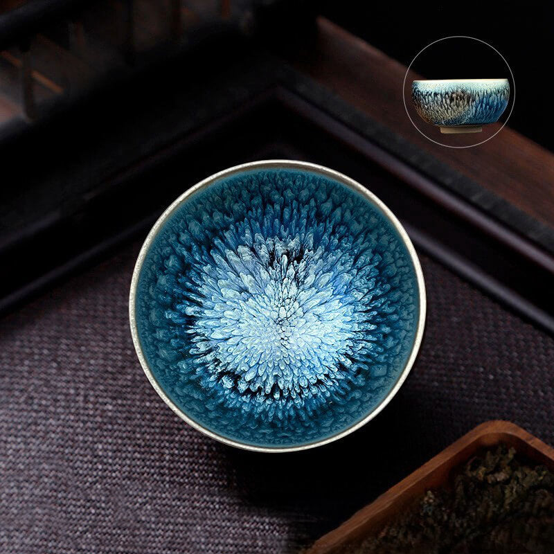 Flower Tenmoku Jian Zhan Tea Cup