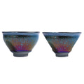 Rainbow Yohen Tenmoku Jianzhan Oil Spots Tea Cup Sets ( 2 Cups )