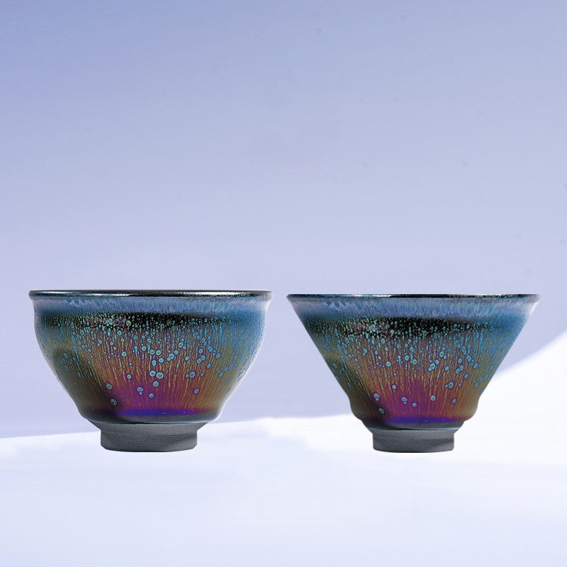 Rainbow Yohen Tenmoku Jianzhan Oil Spots Tea Cup