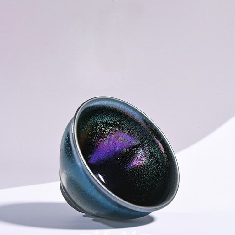 Rainbow Yohen Tenmoku Jianzhan Oil Spots Tea Cup