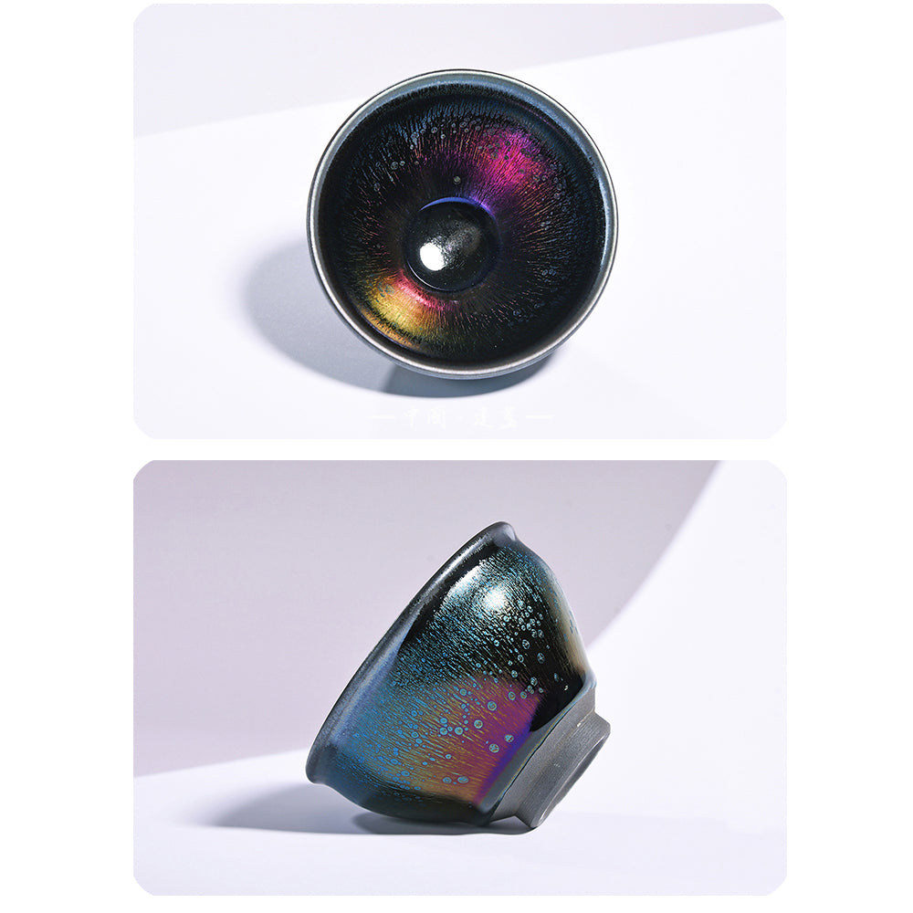 Rainbow Yohen Tenmoku Jianzhan Oil Spots Tea Cup